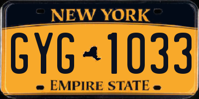 NY license plate GYG1033