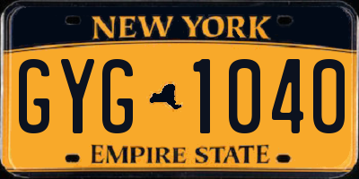NY license plate GYG1040