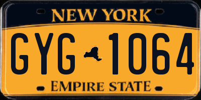 NY license plate GYG1064