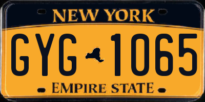NY license plate GYG1065