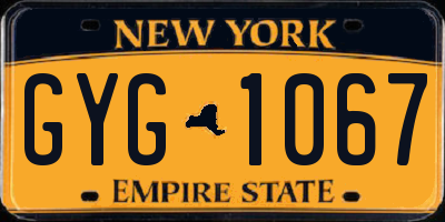 NY license plate GYG1067