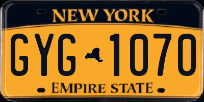 NY license plate GYG1070