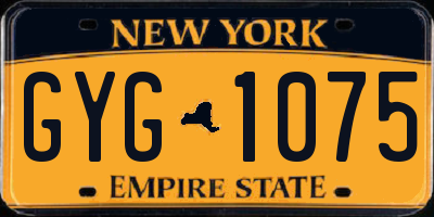 NY license plate GYG1075