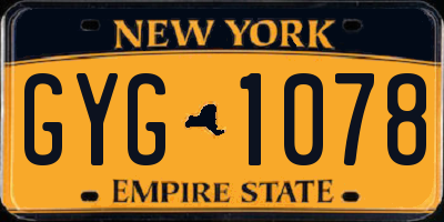 NY license plate GYG1078