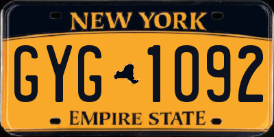 NY license plate GYG1092