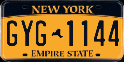 NY license plate GYG1144