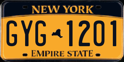 NY license plate GYG1201