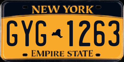 NY license plate GYG1263