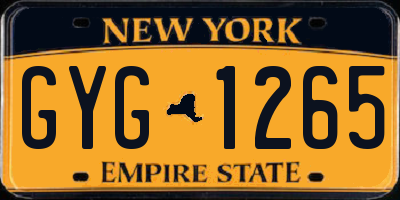 NY license plate GYG1265