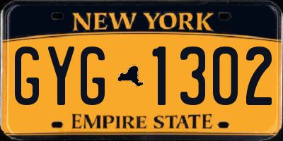 NY license plate GYG1302