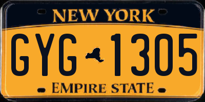 NY license plate GYG1305