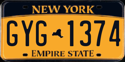 NY license plate GYG1374