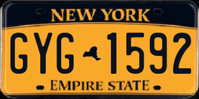 NY license plate GYG1592