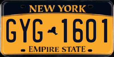 NY license plate GYG1601