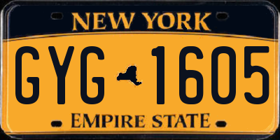 NY license plate GYG1605