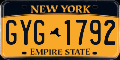NY license plate GYG1792