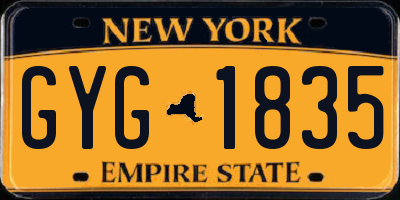 NY license plate GYG1835