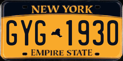 NY license plate GYG1930