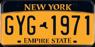NY license plate GYG1971