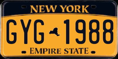 NY license plate GYG1988