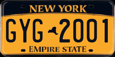 NY license plate GYG2001