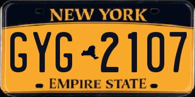 NY license plate GYG2107