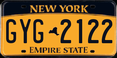 NY license plate GYG2122