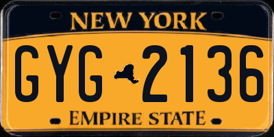 NY license plate GYG2136