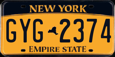 NY license plate GYG2374
