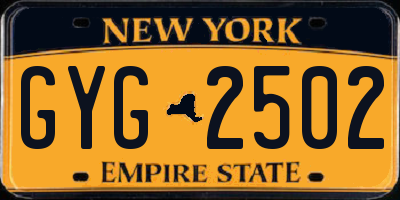 NY license plate GYG2502