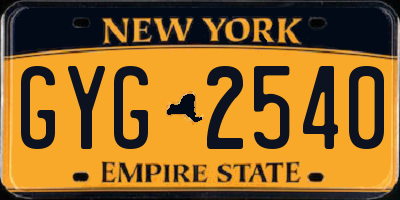 NY license plate GYG2540