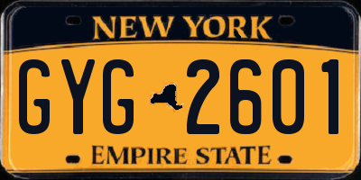 NY license plate GYG2601