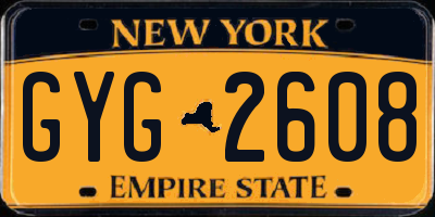 NY license plate GYG2608