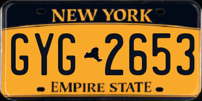 NY license plate GYG2653