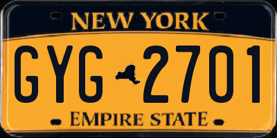 NY license plate GYG2701