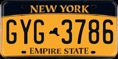 NY license plate GYG3786