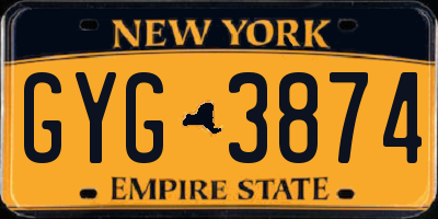 NY license plate GYG3874