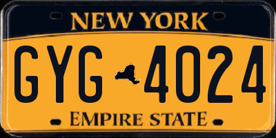 NY license plate GYG4024