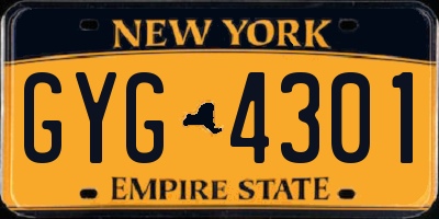 NY license plate GYG4301