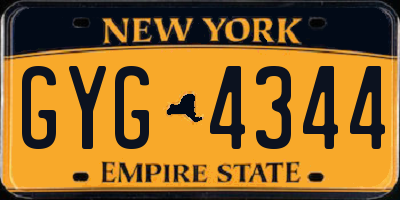 NY license plate GYG4344
