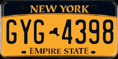 NY license plate GYG4398
