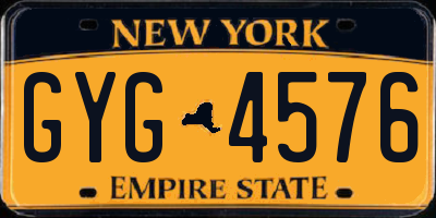 NY license plate GYG4576