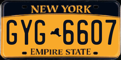 NY license plate GYG6607