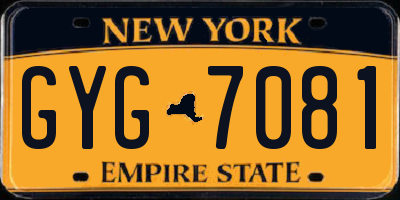 NY license plate GYG7081