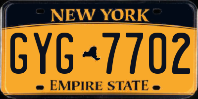NY license plate GYG7702