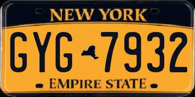 NY license plate GYG7932
