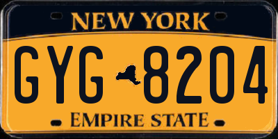 NY license plate GYG8204