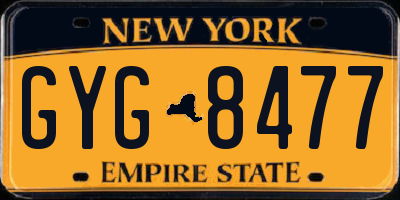 NY license plate GYG8477