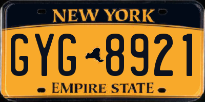 NY license plate GYG8921