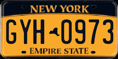 NY license plate GYH0973